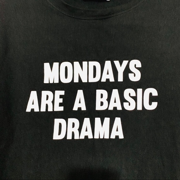 ZARA "Mondays are basic drama" Graphic black long tunic sweater  size S - Picture 2 of 5